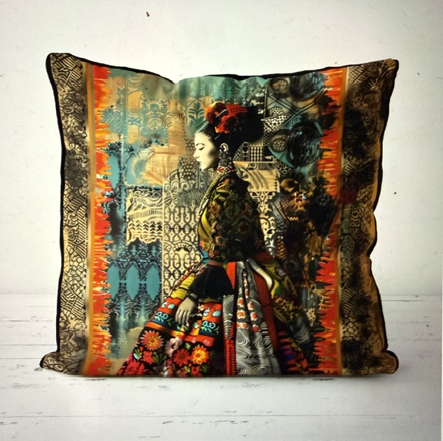 Boho Mexican Cushion Throw Pillow Cover: Frida, Sunset Mesa