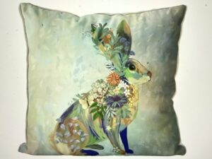 Hare Sitting Fantastic Florals, Cushion