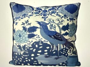 Cockerel in Blue, Chinoiserie Cushion Cover