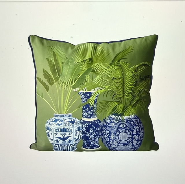 Chinoiserie Vase Trio 4, Cushion Cover - Image 3