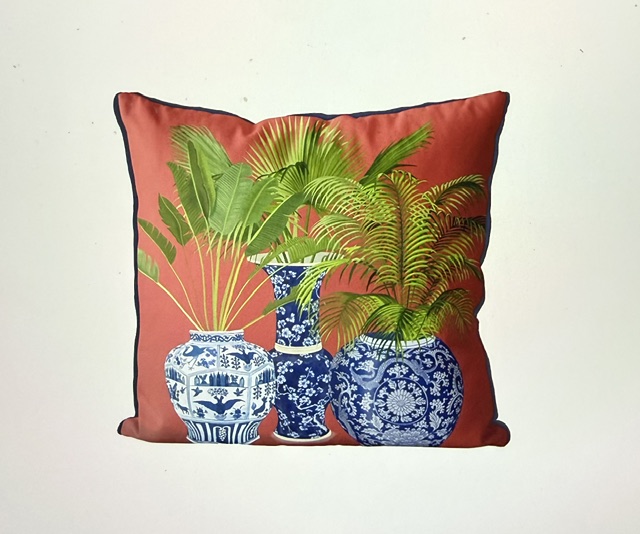 Chinoiserie Vase Trio 4, Cushion Cover - Image 4