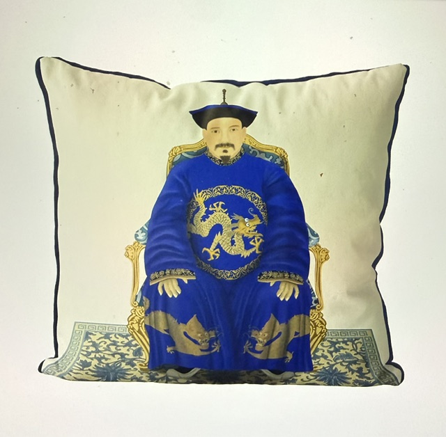Chinese Ancestor Emperor II Cushion Cover– Portrait in Blue or Red Robes