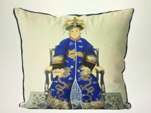 Chinese Ancestor Empress II Cushion Cover – Portrait in Blue or Red Robes
