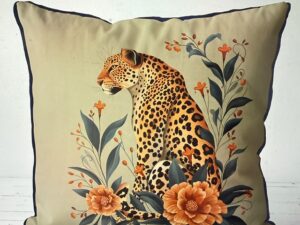 Leopard Orange Flowers 2 Cushion Cover