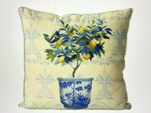 Lemon Tree in Planter 1, Chinoiserie Cushion Cover