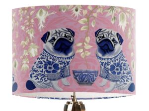 Chinoiserie Pug Twins on Pink