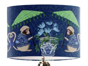 Monkey Parasol Blue, Chinoiserie